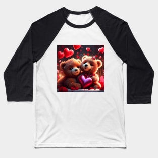 Teddy celebrating Valentines day, randome floating love hearts Baseball T-Shirt